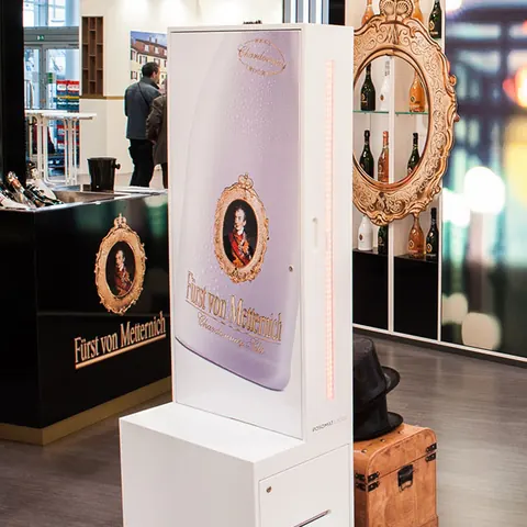 POSOMAT photo booth with client branding at a trade fair